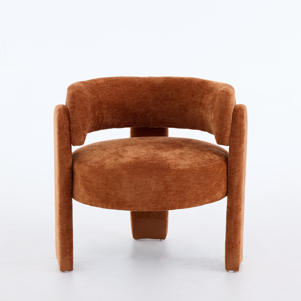 现代休闲单人椅，时尚圈绒面料休闲扶手椅，舒适软垫单人沙发椅，适用于客厅、卧室、公寓、办公室 - 橙色-1