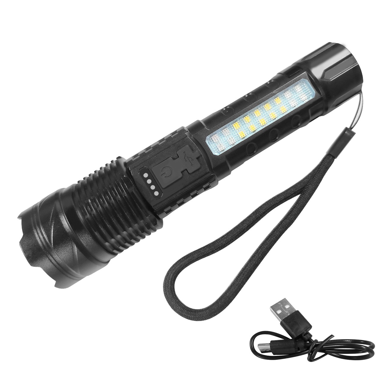 （2Pack）USB Rechargeable LED Flashlight Adjustable Focus Camping Hiking Outdoor Flashlight Work Light_voghion.com