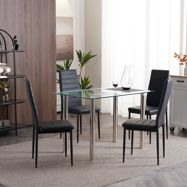 4pcs 高靠背横线缝纫装饰 PU革 餐椅 圆管 黑色 N201（替换编码：13028198-18410366）-41