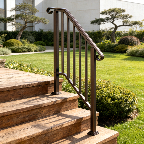 古铜色 2阶 庭院楼梯扶手-10