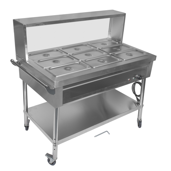A3-9盘商用保温柜带挡板 9-Pan Commercial Food Warmer with Dividers, Professional Buffet Catering Food Warmer, Electric Steam Table, Stainless Steel-5