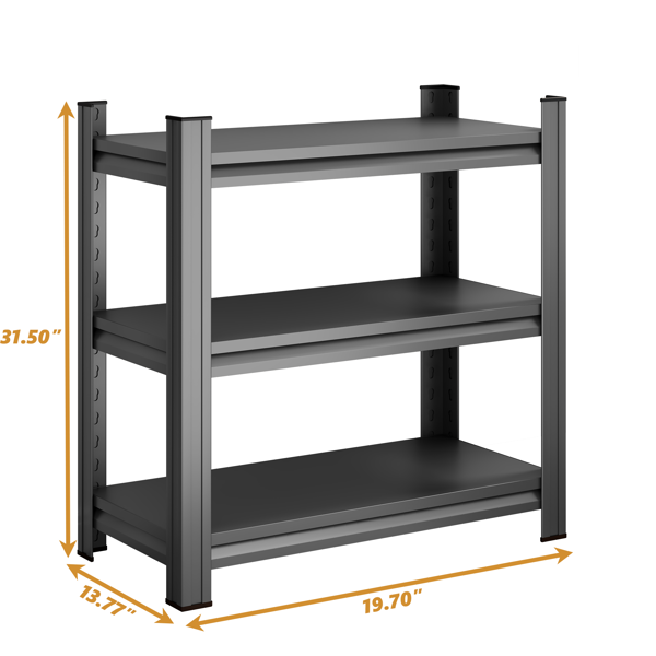 两层金属储物架，5-10 加仑鱼缸架，三层小型爬行动物架，适合家庭办公，19.70 英寸长 x 13.77 英寸宽 x 31.50 英寸高，黑色，需要组装-3