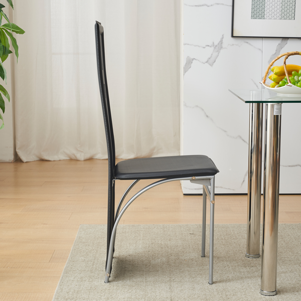 4pcs 长靠背方形镂空装饰 PU革 餐椅 圆管 黑色坐垫电镀椅腿 N201（替换编码13029118）-38