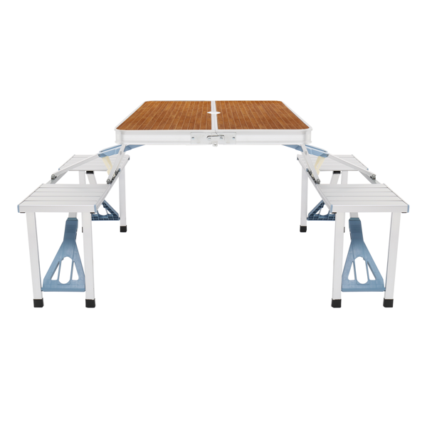 木纹色 铝合金 野营连体桌椅 桌椅连体 136*85.5*67cm 50kg-6