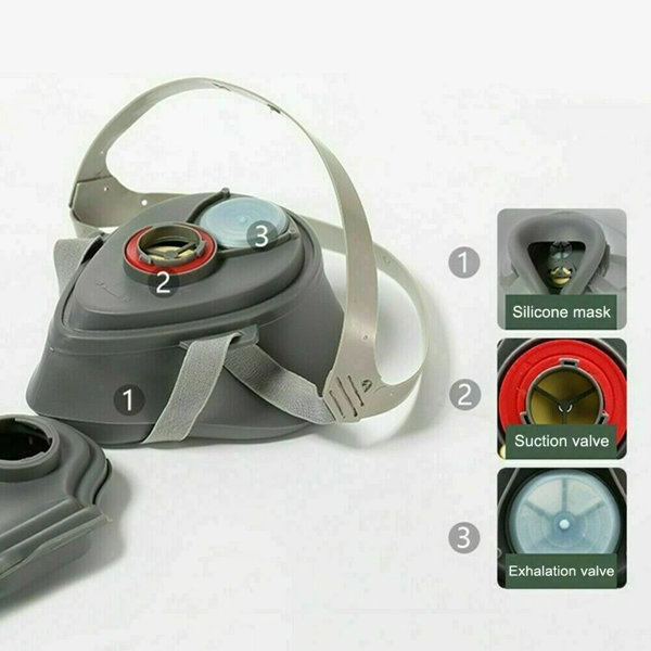 （2套）可重复使用的半面罩防尘口罩，适用于木工、油漆、焊接工作-5