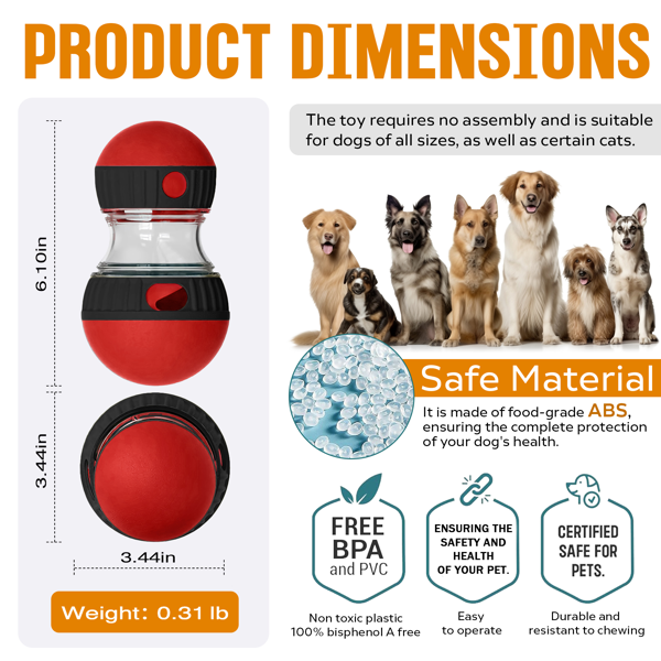 互动式狗狗零食球，零食投放玩具——可调节零食投放装置的互动益智狗玩具——适用于小型、中型及大型犬的智力刺激与慢食设计——耐用有趣的解闷游戏-3