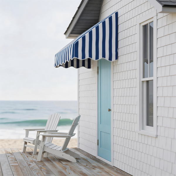 4' 蓝白条 伸缩遮阳篷 涤纶布 铁支架 可调节-11