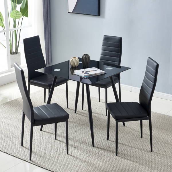 4pcs 高靠背横线缝纫装饰 PU革 餐椅 圆管 黑色 N201（替换编码：13028198-18410366）-141