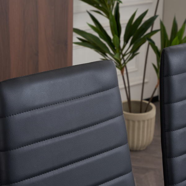 4pcs 高靠背横线缝纫装饰 PU革 餐椅 圆管 黑色 N201（替换编码：13028198-18410366）-38