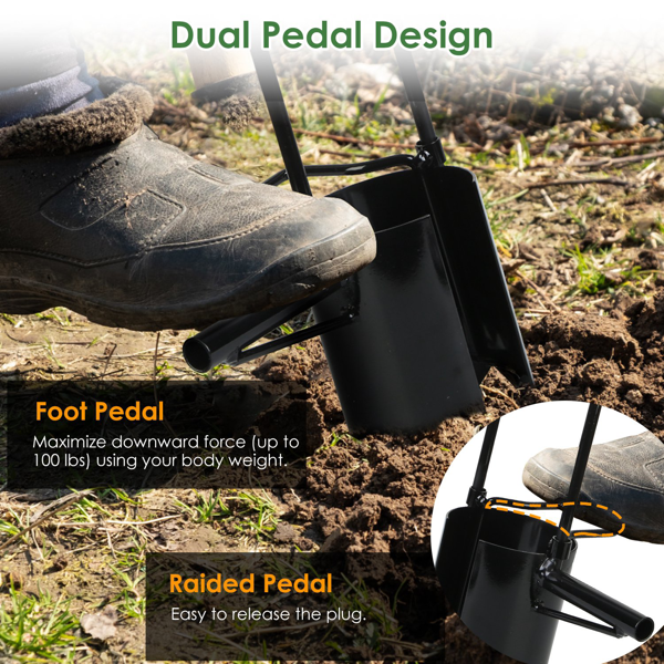 （自提可发加拿大，temu&tk下自提单）多功能球根种植工具，长柄5合1园艺挖土除草铲，适用于家庭花园草坪，长柄球根种植铲操作简便，多功能园艺工具，适用于种植、除草和挖土-3