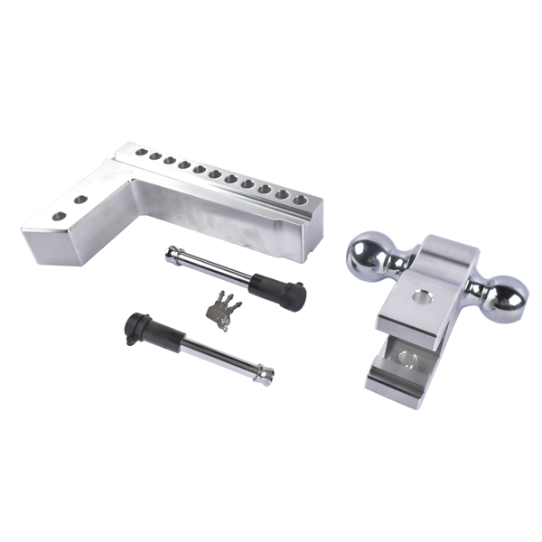 拖车挂接装置 Adjustable Trailer Hitch Fits for 2.5-Inch Receiver, 10-Inch Drop/Rise Hitch 18,500 LBS, 2" and 2-5/16" Dual Ball Silver-5