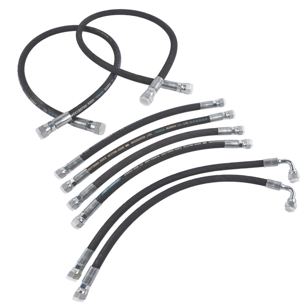 液压软管套件 8PCS Hydraulic Hoses Kit Replacement for Kubota LA350a LA401 LA402 Front Loader 7J303-76610-6