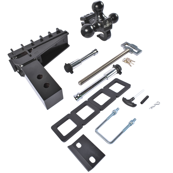 拖车挂接装置 Adjustable Trailer Hitch Fits 2.5" Receiver 6" Drop/Rise 18500LBS 1-7/8", 2", 2-5/16" Tri-Balls-7