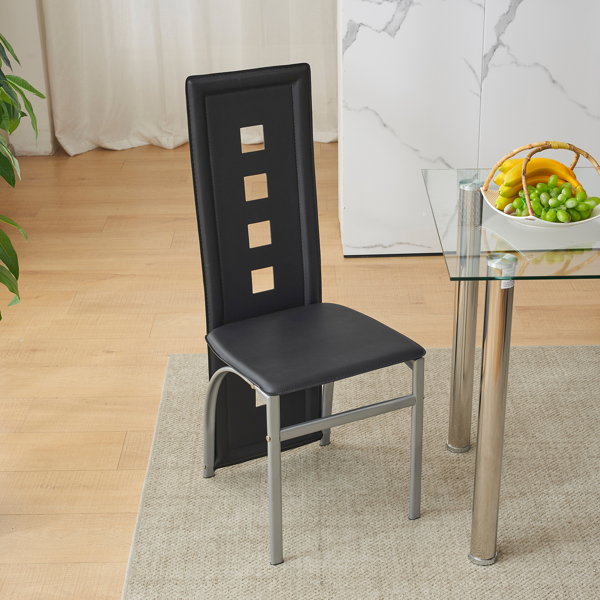 【同款编码：41549207】110CM黑清色餐桌套装（本产品将拆分成两个包裹）桌腿为银色-11