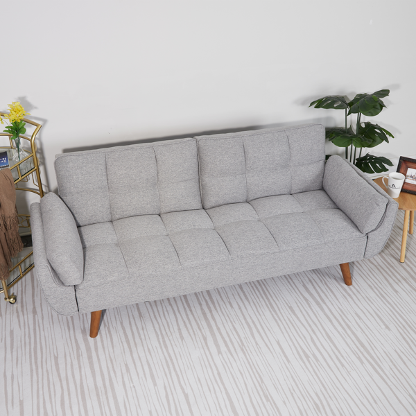 75英寸喇叭扶手可转换双人沙发床-浅灰色-5
