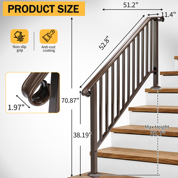 古铜色 4阶 庭院楼梯扶手-4