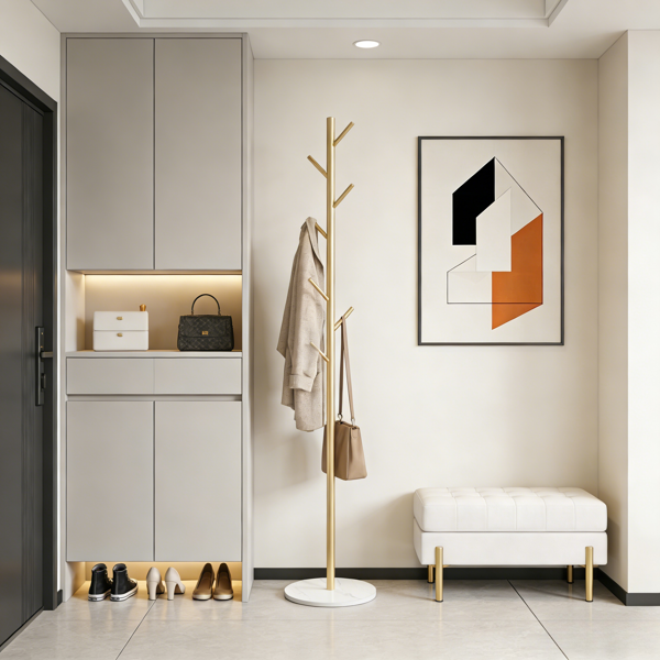 Clothing Rack, Golden Metal Freestanding Heavy Duty Clothes Rack with Marble Base, Multipurpose Garment Hanger for Bedroom, Hat, Scarf, Jacket,-11