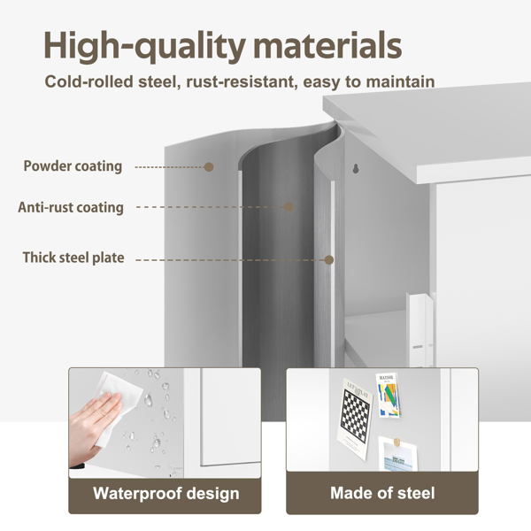 Temu 仅支持自提 34.6英寸高带锁金属储物柜，小型可上锁员工储物柜，带可调节层板及脚垫，钢制单门可上锁柜，适用于家庭、学校、办公室、健身房（白色）-8