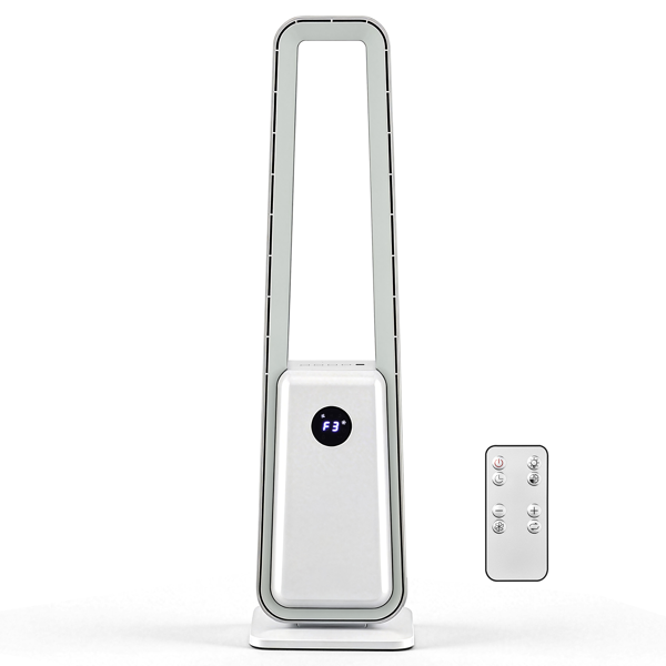 美规 HTY2204 无叶扇 110V 36W 35inch 无叶风扇 带LED电子屏 带黑边遥控器  塑料 铝电机 白色 3档风速 12H定时 3种模式 左右摆风 净化空气  梯形-8