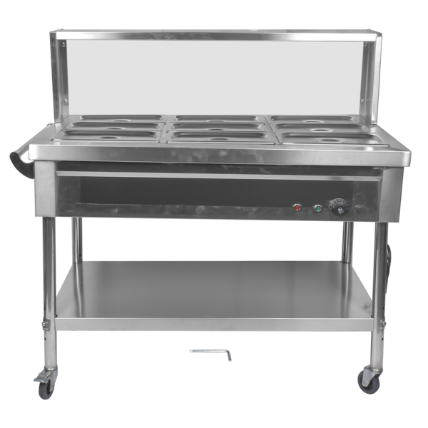 A3-9盘商用保温柜带挡板 9-Pan Commercial Food Warmer with Dividers, Professional Buffet Catering Food Warmer, Electric Steam Table, Stainless Steel-2