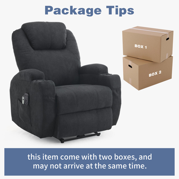 1pcs 黑色 织物 电动平躺 功能椅带2点按摩带加热 120kg 室内功能椅 英国-10