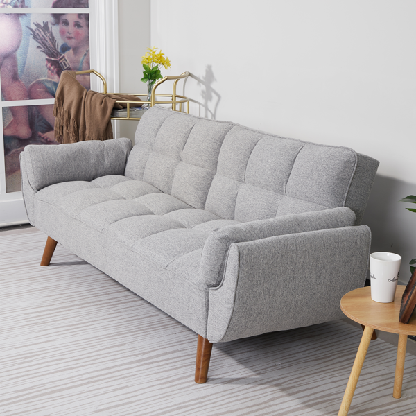 75英寸喇叭扶手可转换双人沙发床-浅灰色-9
