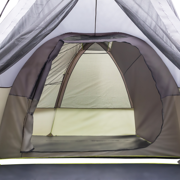 10人 深灰色 三室 露营帐篷 涤纶布 玻璃纤维杆 522*260*210cm 家庭帐篷 N001 -21