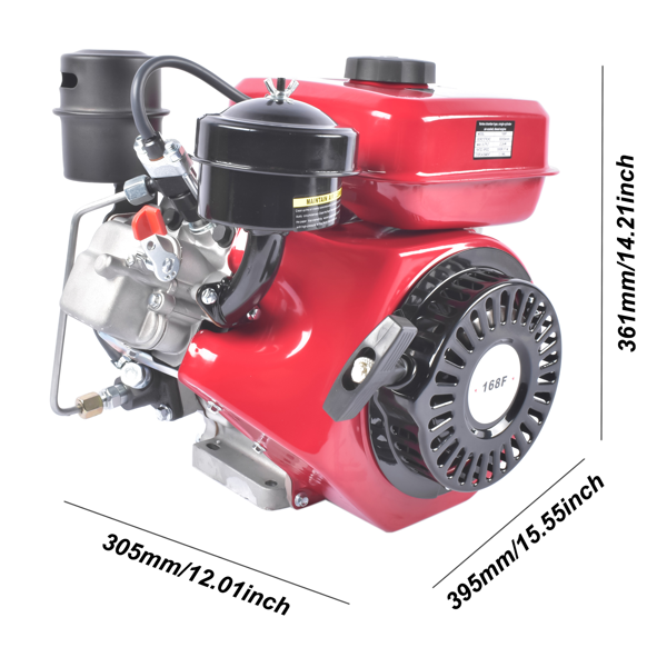 A3-红色3HP四冲程单缸柴油发动机 3HP 4-stroke Heavy Duty Single Cylinder Diesel Motor Engine 196CC/2200W (Red)-9