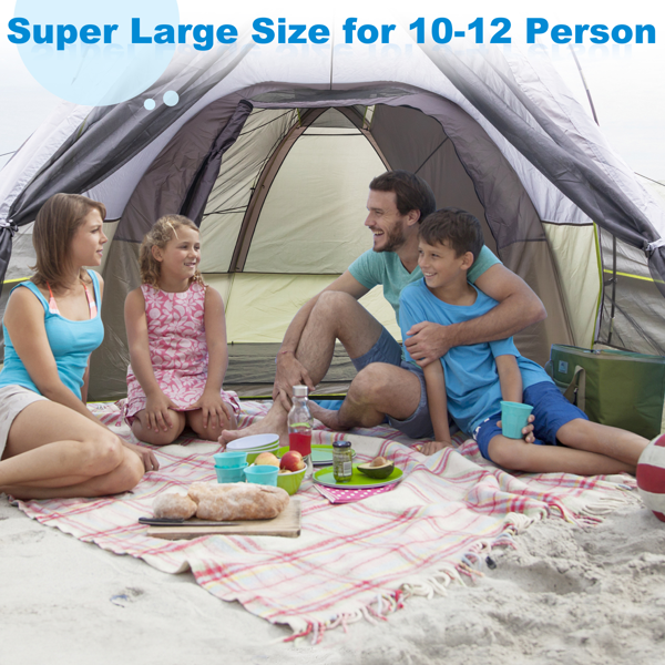 10人 深灰色 三室 露营帐篷 涤纶布 玻璃纤维杆 522*260*210cm 家庭帐篷 N001 -4