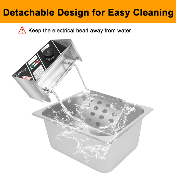 【同款编码：20073155】美规 EH81 110V 2500 11.4QT/10.8L 电炸锅 银色 不锈钢 单缸/调温/ETL电源线-2