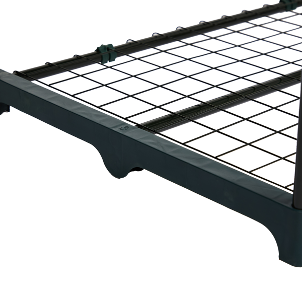 27*19*62in PE布花房 白色PE布 墨绿色铁管 尖顶迷你带4层网格花架 带拉链卷门-7