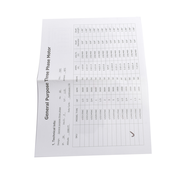 交流电机 AC Motor MA0510E, 1HP, 1725RPM, 3 Phase, 206-230V/460V, 56C/TEFC, With Base F Insulation-10