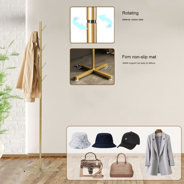 Clothing Rack, Golden Metal Freestanding Heavy Duty Clothes Rack with Marble Base, Multipurpose Garment Hanger for Bedroom, Hat, Scarf, Jacket,-6