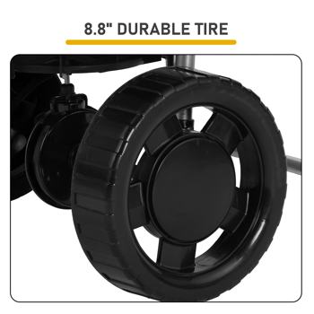 92.5*51*71.5CM 全黑色 70lb 塑料轮子 U形把手施肥车 调节15档位 花园推车