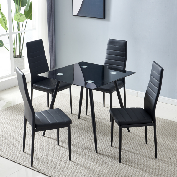 4pcs 高靠背横线缝纫装饰 PU革 餐椅 圆管 黑色 N201（替换编码：13028198-18410366）-151