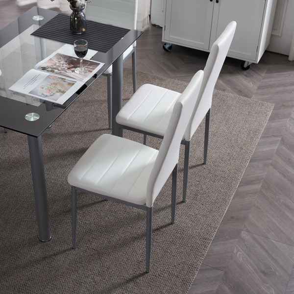 4pcs 高靠背横线缝纫装饰 PU革 餐椅 圆管 黑色 N201（替换编码：13028198-18410366）-145