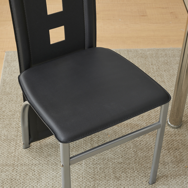 【同款编码：41549207】110CM黑清色餐桌套装（本产品将拆分成两个包裹）桌腿为银色-10