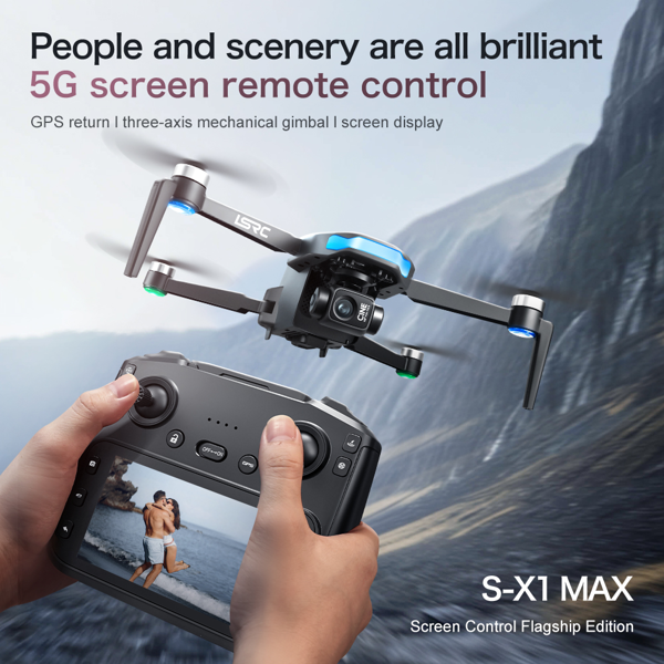 S-X1 GPS Drone, 20-30 Minute Flight, Dual HD 50fps Cameras, 3-Axis Gimbal, 5MP Stabilized Images, Auto Low Power Return, Large Screen Remote-8