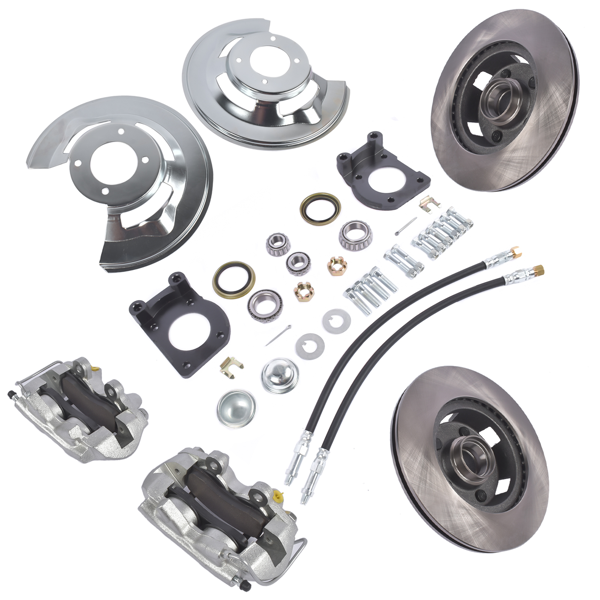 刹车盘套装 Power Complete Front Disc Brake Conversion Kit V-8 4 Piston Replacement for 1964 1965 1966 1967 Ford Mustang-5