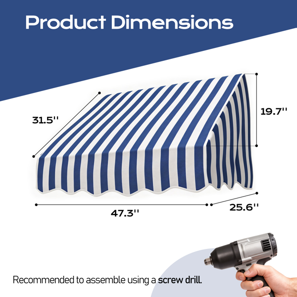 4' 蓝白条 伸缩遮阳篷 涤纶布 铁支架 可调节-5