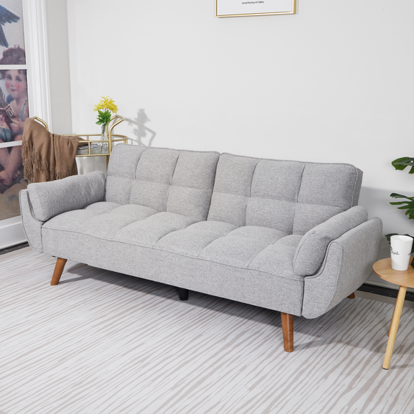 75英寸喇叭扶手可转换双人沙发床-浅灰色-2