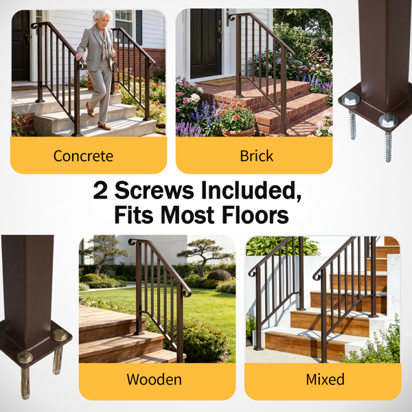 古铜色 2阶 庭院楼梯扶手-6