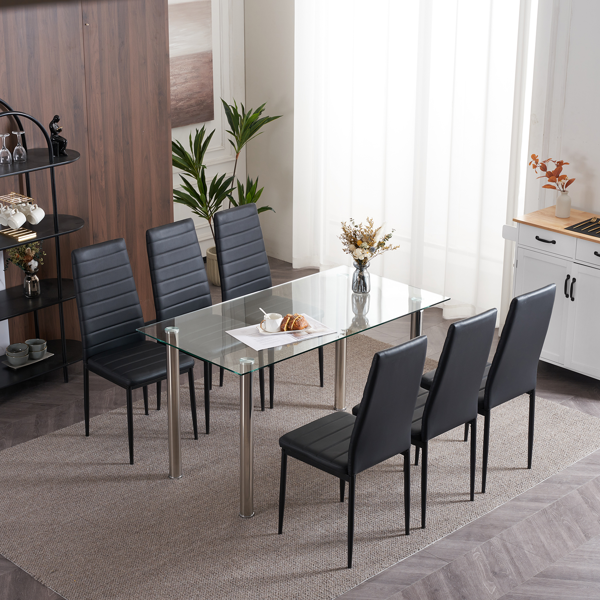 4pcs 高靠背横线缝纫装饰 PU革 餐椅 圆管 黑色 N201（替换编码：13028198-18410366）-67