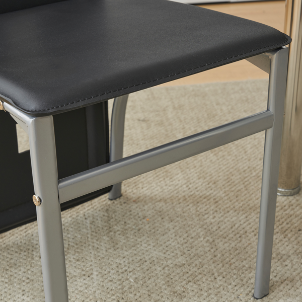 【同款编码：41549207】110CM黑清色餐桌套装（本产品将拆分成两个包裹）桌腿为银色-18