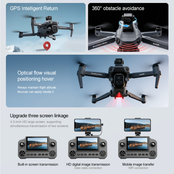 V918MAX Drone, 20-30 Minute Flight, Dual HD 50fps Cameras, 5MP Stabilized Images, Auto Low Power Return, Large Screen Remote-3