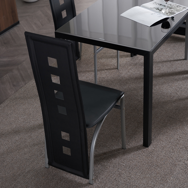 4pcs 高靠背横线缝纫装饰 PU革 餐椅 圆管 黑色 N201（替换编码：13028198-18410366）-55