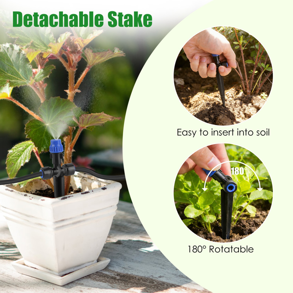 （自提可发加拿大，temu&tk下自提单）全套花园滴灌系统套装，滴灌套装，75英尺花园灌溉系统，配备可调节喷雾喷头，适用于花园、温室、草坪、露台及花坛-9