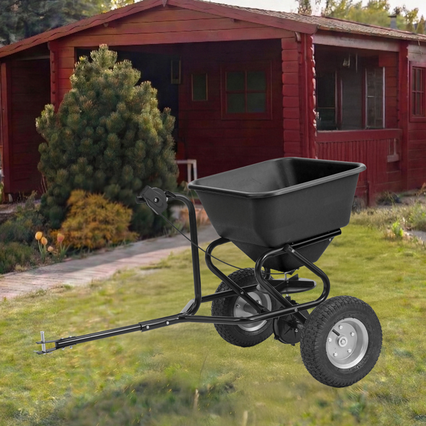 98*76*77CM 黑色 110lb 橡胶充气轮 牵引挂车款 施肥车 调节10档位 花园推车 送防尘罩 过滤网-11