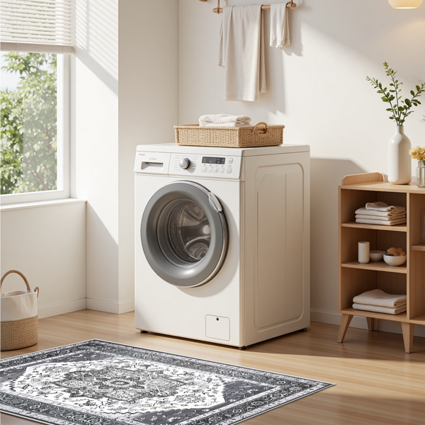 (水晶绒水洗底)厨房地毯3件套，防滑机洗厨房垫，波西米亚复古厨房地毯-9