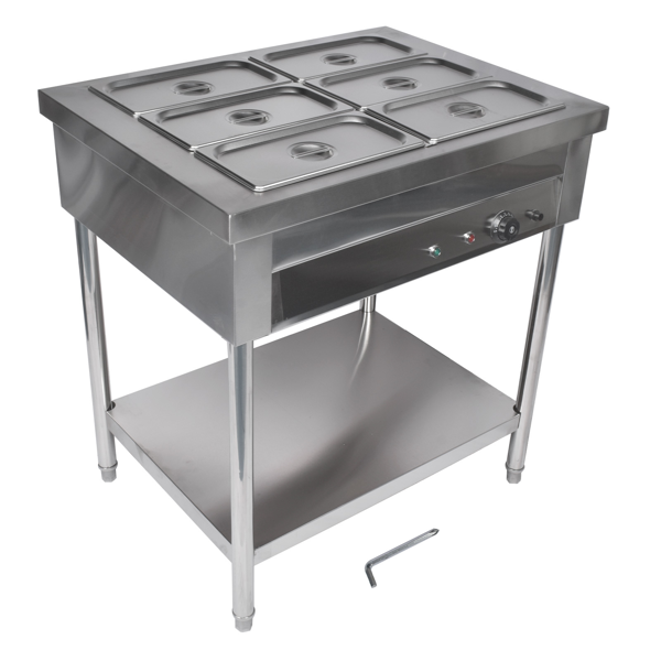 A3-6盘商用保温柜 6-Pan Commercial Food Warmer, Professional Buffet Catering Food Warmer, Electric Steam Table, Stainless Steel-8